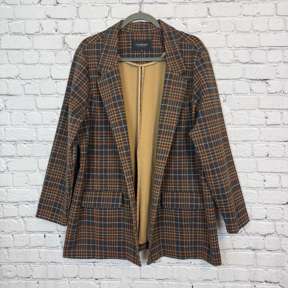 Liverpool LA Women Boyfriend Blazer Plus 2X Princess Darts in Deep Cinnamon Navy